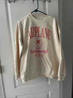 Pink Lily Cream Sweatshirt with Pink Graphic